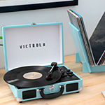 Victrola Journey+ Bluetooth Suitcase Record Player with Matching Record Stand
