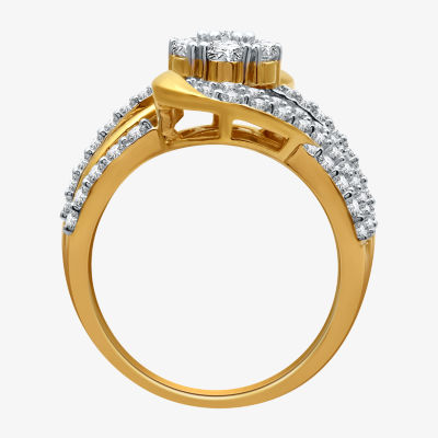 Diamond Blossom Womens 1/2 CT. T.W. Mined 10K Gold Cocktail Ring
