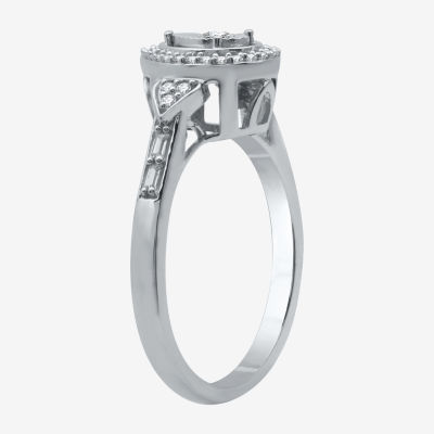 Promise My Love Womens 1/4 CT. T.W. Natural White Diamond Sterling Silver Ring