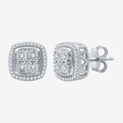 (H-I / I1) 1/4 CT. T.W. Lab Grown Diamond Sterling Silver 9.8mm Stud Earrings