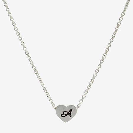 Sparkle Allure Initial Womens Pure Silver Over Brass Heart 16 Inch Pendant Necklace, One Size, A