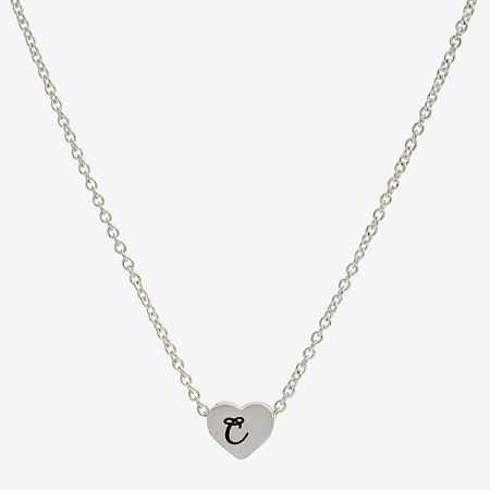Sparkle Allure Initial Womens Pure Silver Over Brass Heart 16 Inch Pendant Necklace, One Size, C