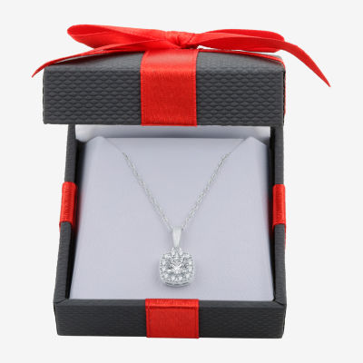 Yes, Please! Womens Lab Created White Sapphire Sterling Silver Cushion 18 Inch Pendant Necklace