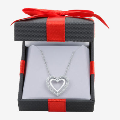 Yes, Please! Womens 1/10 CT. T.W. Mined White Diamond Sterling Silver Heart Pendant Necklace