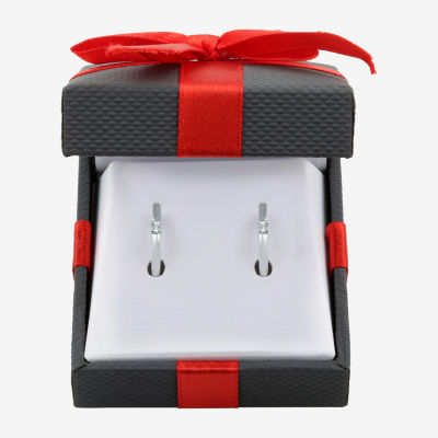 Yes, Please! Womens Diamond Accent Natural White Diamond Sterling Silver 14.1mm Hoop Earrings