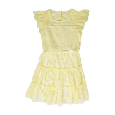 Lilt Little & Big Kid Girls Short Sleeve Flutter Fit + Flare Dress