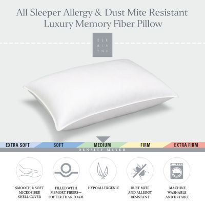 Ella Jayne Signature Medium Density Plush Memory Fiber Allergy Resistant Pillow, for All Sleep Positions
