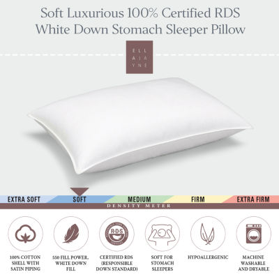 Ella Jayne White Down 100% Certified RDS Soft Stomach Sleeper Pillow