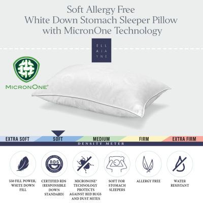 Ella Jayne White Down Pillow, with MicronOne Dust Mite, Bedbug, and Allergen-Free Shell, Soft, Stomach Sleeper