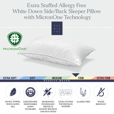 Ella Jayne White Down Pillow, with MicronOne Dust Mite, Bedbug, and Allergen-Free Shell, Medium, for All Sleep Positions