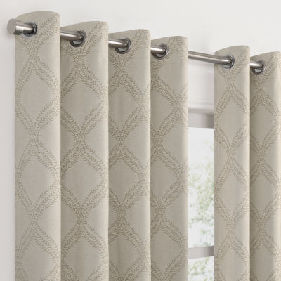 Fieldcrest Heritage Davina Intertwining Vines Grommet Top Energy Saving 100% Blackout Single Curtain Panel