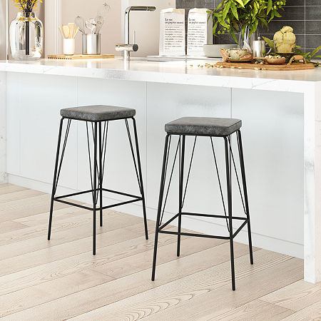 Samuel 2-pc. Counter Height Upholstered Bar Stool, One Size, Black