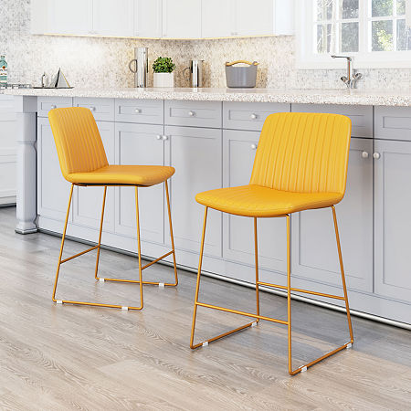 Mode 2-pc. Counter Height Upholstered Bar Stool, One Size, Yellow