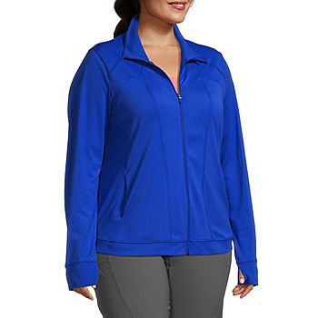 Xersion Performance Blue Printed Hooded Zip Up Coat Women’s Size Medium