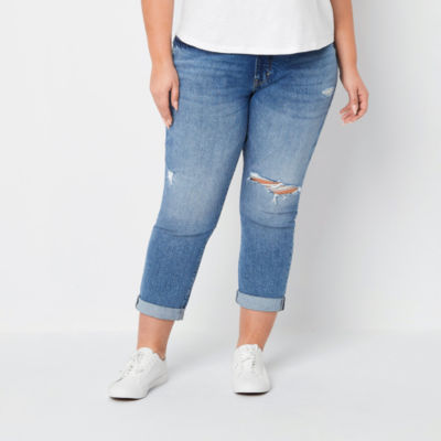 a.n.a Plus Womens Mid Rise Boyfriend Jean JCPenney