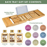 Lovery Premium Bamboo Bathtub Tray - 13pc Bath Caddy Gift Set