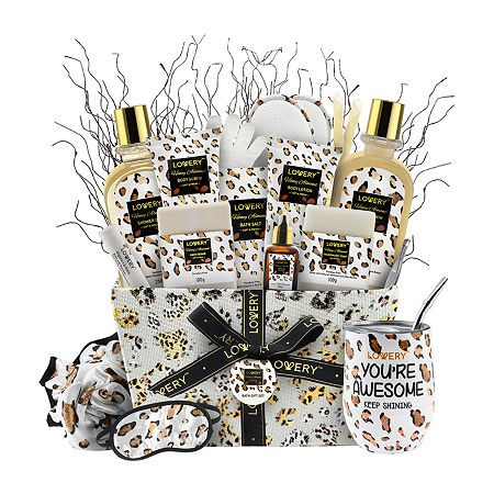 Lovery Honey Almond Home Spa Kit - 21pc Bath And Body Leopard Basket, One Size