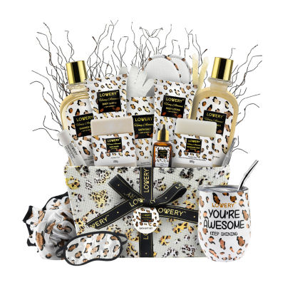 LOVERY™ Honey Almond Home Spa Kit - 21pc Bath And Body Leopard Basket
