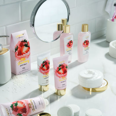 LOVERY™ Strawberry Milk Home Bath Gift Set - 25pc Tote Bag Gift