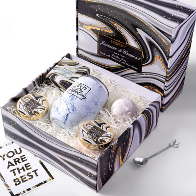 Lovery Coconut Jasmine Marble Spa Kit - 8pc Wine Tumbler Gift Set