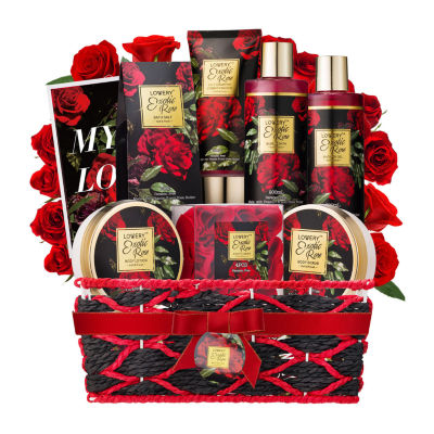 Lovery Valentine Exotic Rose Spa Gift Basket - 13pc Self Care Set