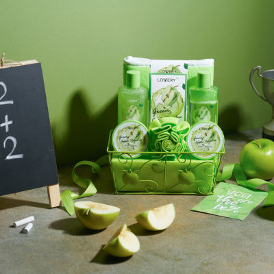 LOVERY™ Teacher Appreciation Gifts - 9pc Green Apple Thank You Basket