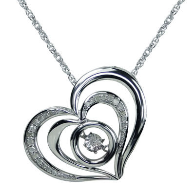 Love in Motion™ 1/10 CT. T.W. Diamond Sterling Silver Heart Pendant Necklace