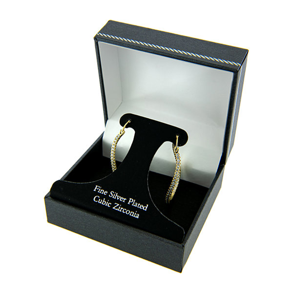 Sparkle Allure Cubic Zirconia 18K Gold Over Brass Hoop Earrings