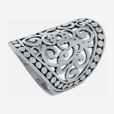 Sparkle Allure Womens Pure Silver Over Brass Oblong Cocktail Ring