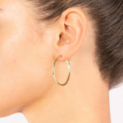 Silver Reflections 14K Gold Over Brass Hoop Earrings
