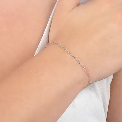 Silver Treasures Womens Sterling Silver 7.5 Inch Solid Paperclip Chain Bracelet
