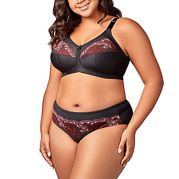 Plus Size Women's Embroidered Softcup Bra by Elila in Black (Size