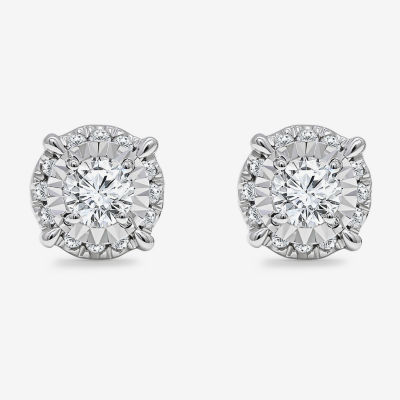 1 CT. T.W. Mined White Diamond 10K White Gold 6.8mm Round Stud Earrings