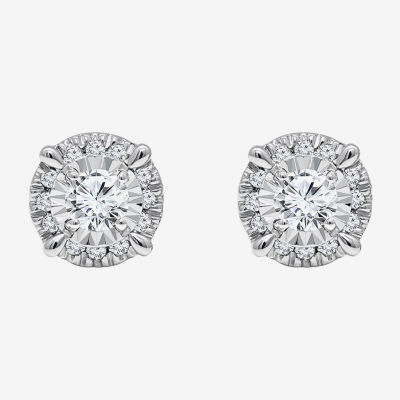 1 CT. T.W. Mined White Diamond 10K White Gold 6.8mm Round Stud Earrings