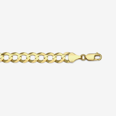 Mens 10K Gold 8 1/2 Inch Solid Curb Chain Bracelet