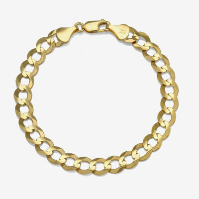 Mens 10K Gold 8 1/2 Inch Solid Curb Chain Bracelet