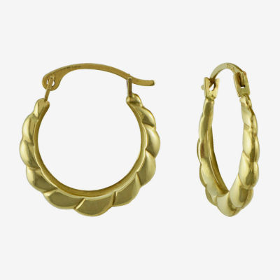 Small Scalloped Edge Hoop Earrings 10K Gold