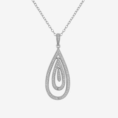 Womens 1/ CT. T.W. Natural White Diamond Sterling Silver Pendant Necklace