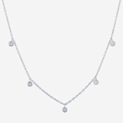 Diamond Accent "Happily Ever After" Womens 1/10 CT. T.W. Mined White Diamond Sterling Silver Pendant Necklace
