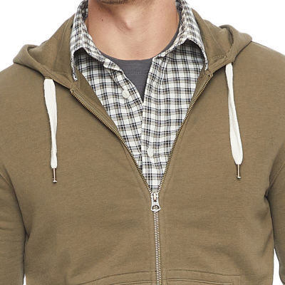mutual weave Mens Long Sleeve Zipper Hoodie