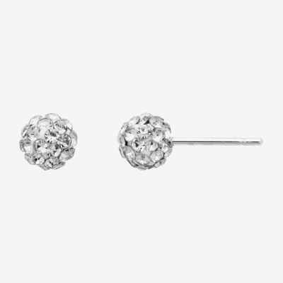 Itsy Bitsy Crystal Sterling Silver 6.5mm Round Stud Earrings