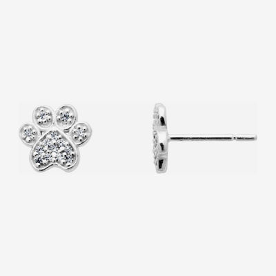 Silver Treasures Paw Sterling Silver 8.1mm Stud Earrings