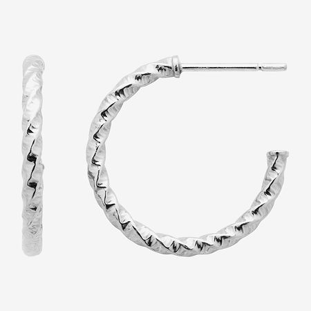 Silver Treasures Twisted Sterling Silver Hoop Earrings, One Size