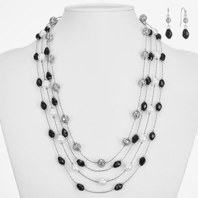 Mixit Silver Tone Womens Simulated Pearl Round 2-pc. Jewelry Set