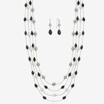 Mixit Silver Tone Womens Simulated Pearl Round 2-pc. Jewelry Set