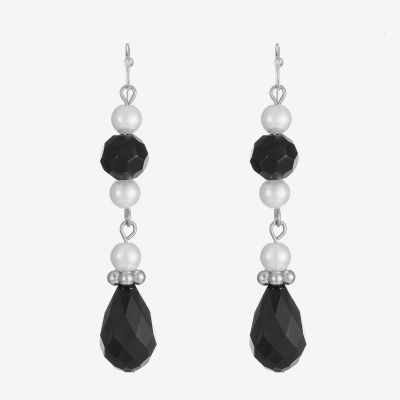 Mixit Silver Tone Simulated Pearl Round Drop Earrings
