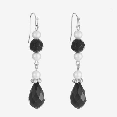 Mixit Silver Tone Simulated Pearl Round Drop Earrings