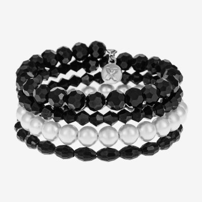 Mixit Silver Tone Simulated Pearl Round Wrap Bracelet