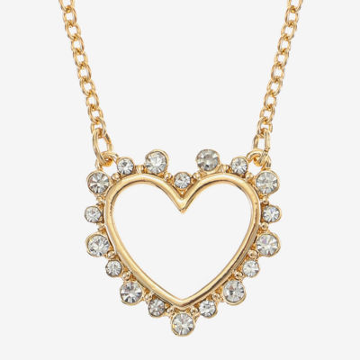 Mixit Gold Tone Pendant Necklace & Stud Earrings Womens Heart Hypoallergenic 2-pc. Jewelry Set