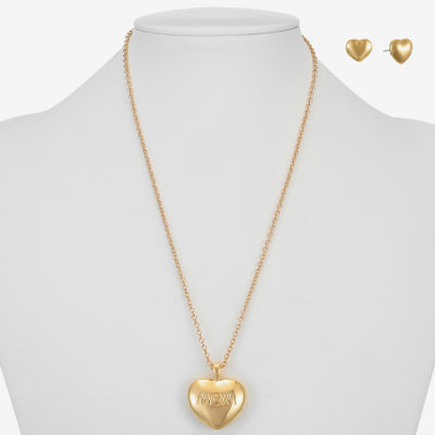 Mixit Gold Tone Mom Pendant Necklace & Stud Earrings 2-pc. Heart Jewelry Set
